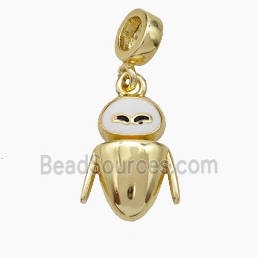 Copper Cockroach Pendant White Enamel Gold Plated