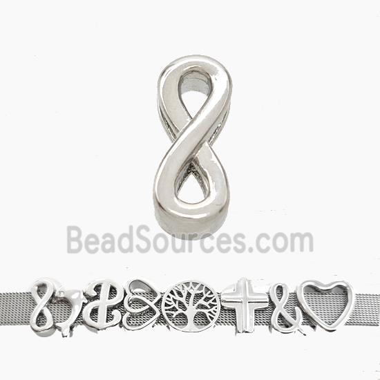 Copper Watchband Beads Number 8 Eight Flat Hole Platinum Plated