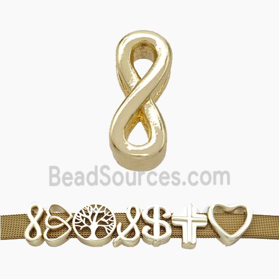 Copper Watchband Beads Number-8 Eight Flat Hole Gold Plated