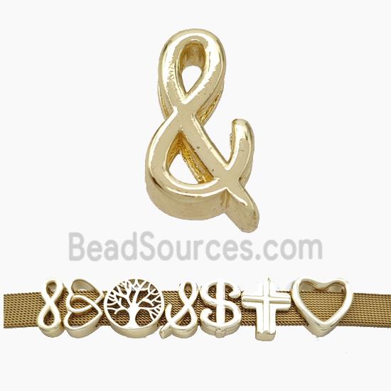 Copper Watchband Beads Ampersand Symbols Flat Hole Gold Plated