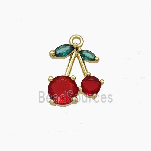 Copper Cherry Pendant Pave Zirconia Gold Plated