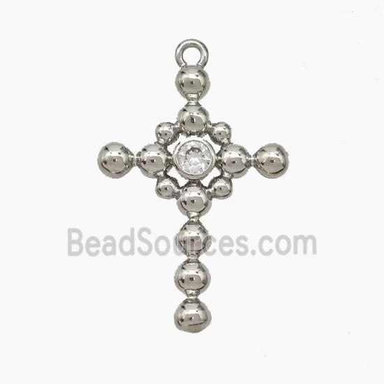 Copper Cross Pendant Pave Zirconia Platinum Plated