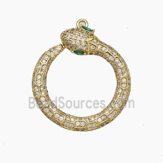 Copper Snake Pendant Pave Zirconia Gold Plated