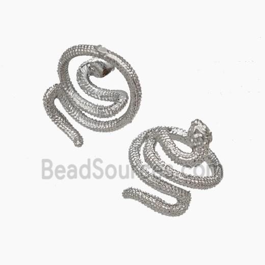 Copper Snake Pendant Nohole Platinum Plated