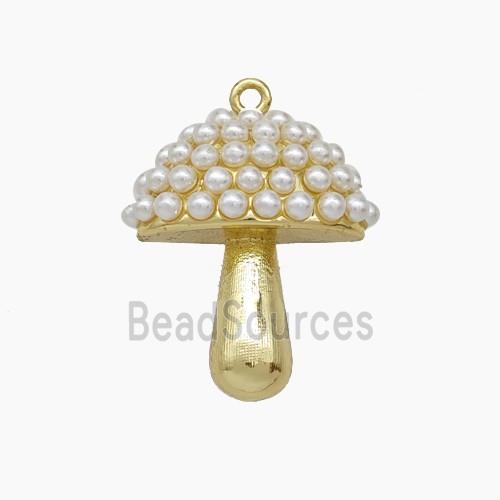 Copper Mushroom Pendant Pave Pearlized Resin Gold Plated