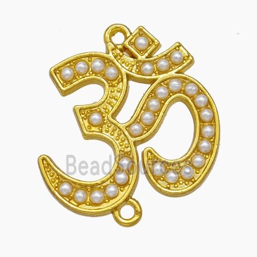 Copper OM Symbol Connector Pave Pearlized Resin Hindu Gold Plated