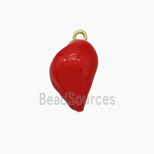 Copper Clam Pendant Red Enamel Gold Plated