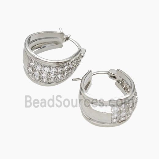 Copper Latchback Earrings Pave Zirconia Platinum Plated