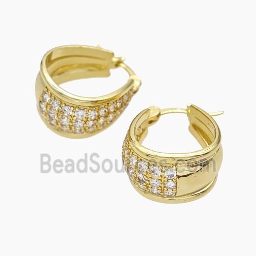 Copper Latchback Earrings Pave Zirconia Gold Plated