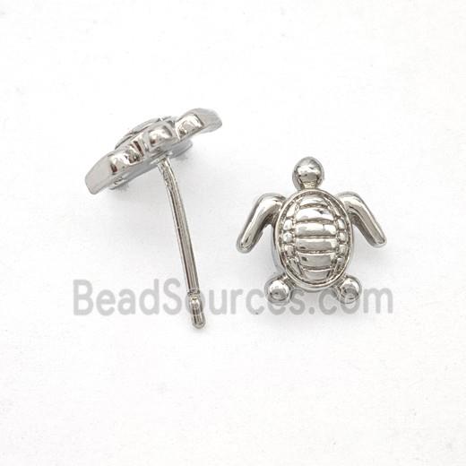 Copper Tortoise Stud Earrings Platinum Plated