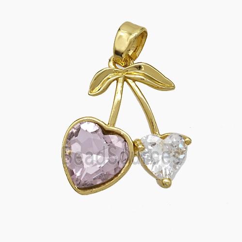 Copper Cherry Pendant Pave Zirconia Gold Plated