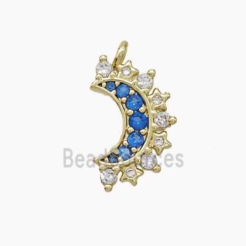 Copper Moon Pendant Pave Zirconia Gold Plated