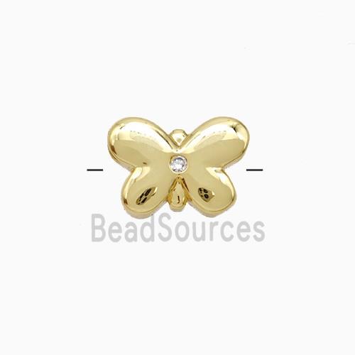 Copper Butterfly Beads Pave Zirconia Gold Plated