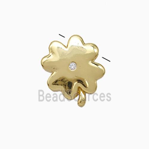 Copper Clover Pendant Pave Zirconia Gold Plated