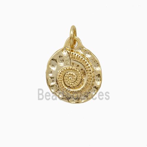 Spiral Shell Charms Copper Pendant Gold Plated