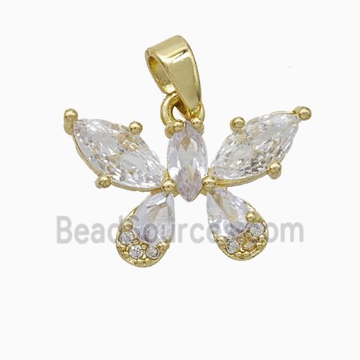 Copper Butterfly Pendant Pave Zirconia Gold Plated