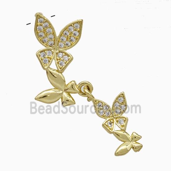 Copper Butterfly Pendant Pave Zirconia Gold Plated