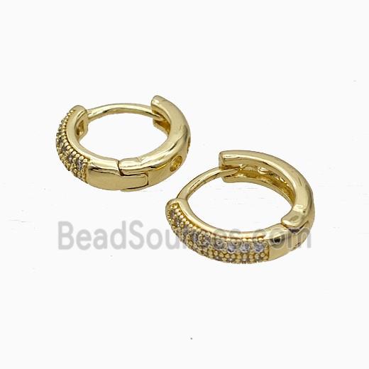 Copper Hoop Earrings Micropave Zirconia Gold Plated