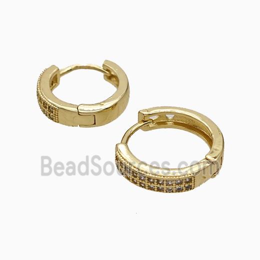 Copper Hoop Earrings Micropave Zirconia Gold Plated