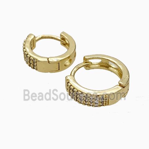 Copper Hoop Earrings Micropave Zirconia Gold Plated