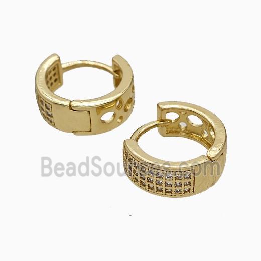 Copper Hoop Earrings Micropave Zirconia Gold Plated