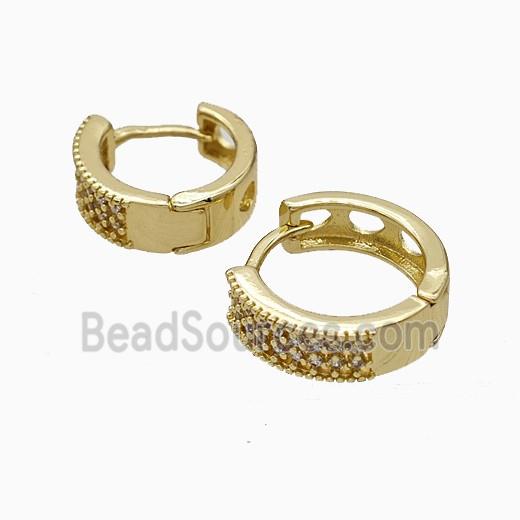 Copper Hoop Earrings Micropave Zirconia Gold Plated