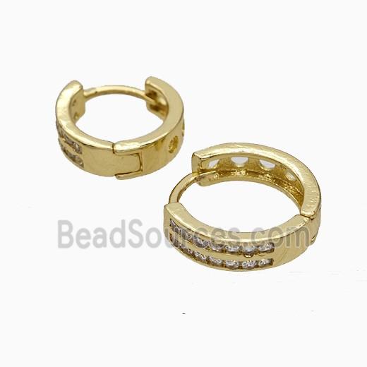 Copper Hoop Earrings Micropave Zirconia Gold Plated