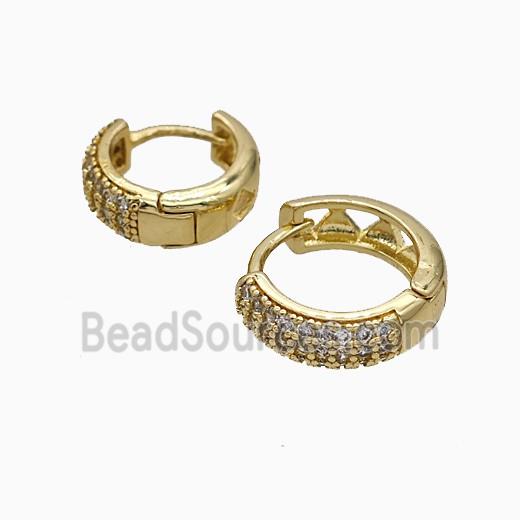 Copper Hoop Earrings Micropave Zirconia Gold Plated