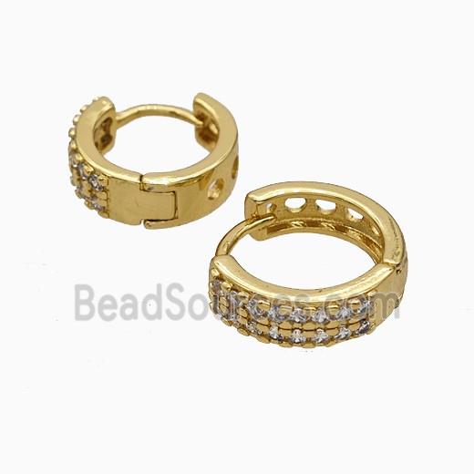 Copper Hoop Earrings Micropave Zirconia Gold Plated