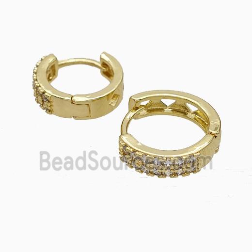 Copper Hoop Earrings Micropave Zirconia Gold Plated