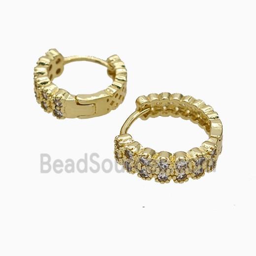 Copper Hoop Earrings Micropave Zirconia Gold Plated