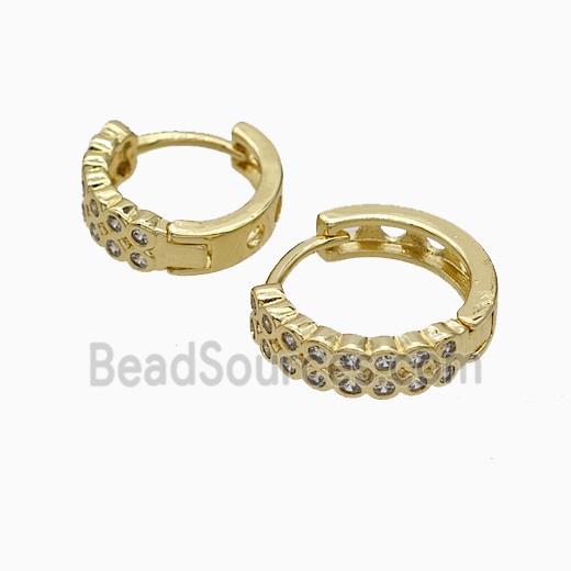 Copper Hoop Earrings Micropave Zirconia Gold Plated
