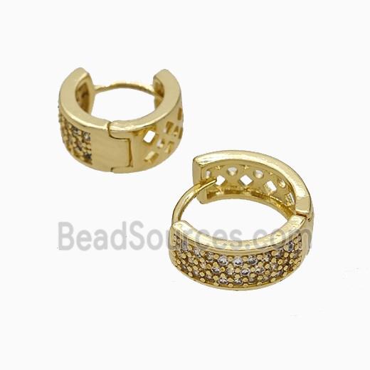 Copper Hoop Earrings Micropave Zirconia Gold Plated