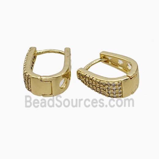 Copper Hoop Earrings Micropave Zirconia Gold Plated