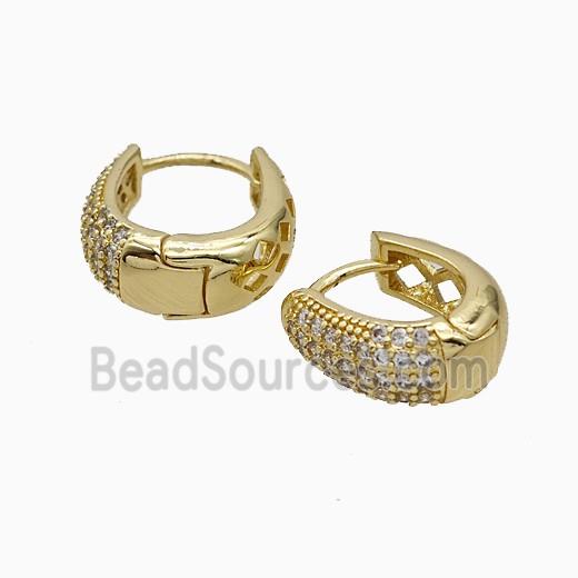 Copper Hoop Earrings Micropave Zirconia Gold Plated