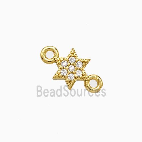 Copper Star Connector Pave Zirconia Gold Plated