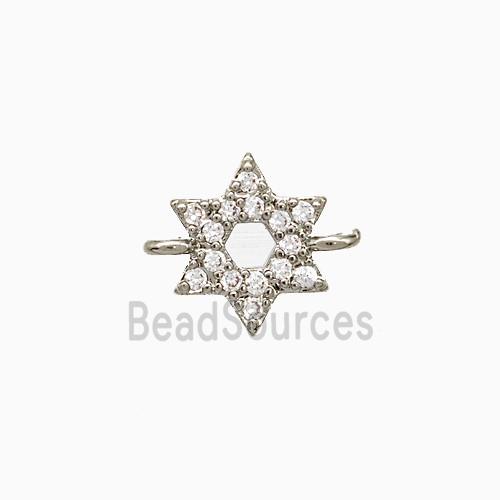 Copper Star Connector Pave Zirconia Platinum Plated