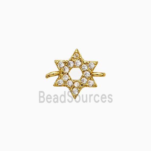 Copper Star Connector Pave Zirconia Gold Plated
