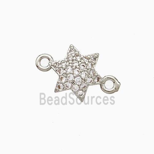 Copper Star Connector Pave Zirconia Platinum Plated