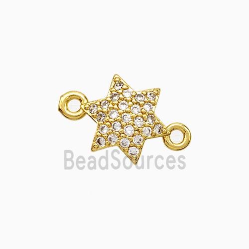 Copper Star Connector Pave Zirconia Gold Plated