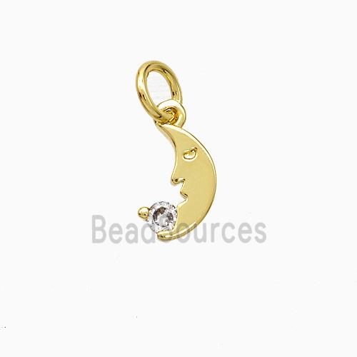 Copper Moon Pendant Pave Zirconia Gold Plated