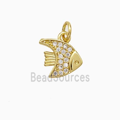 Copper Fish Pendant Micropave Zirconia Gold Plated