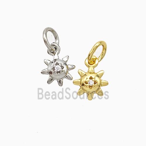 Copper Sun Pendant Pave Zirconia Mixed