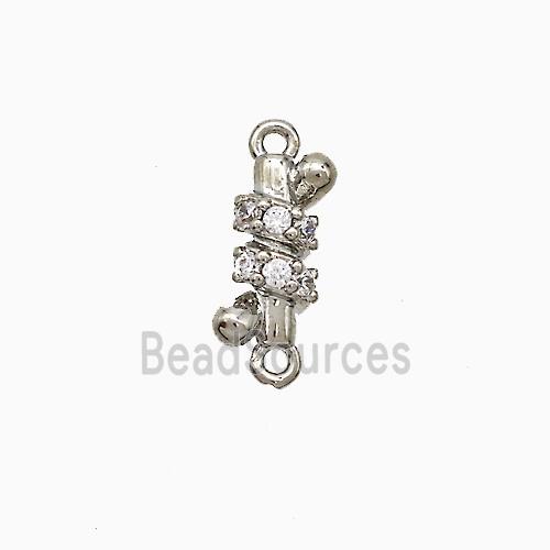 Copper Connector Pave Zirconia Platinum Plated