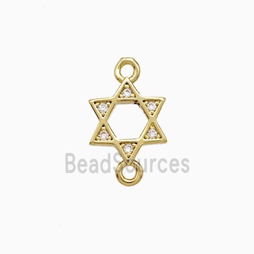 Copper David Star Connector Pave Zirconia Gold Plated