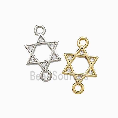 Copper David Star Connector Pave Zirconia Mixed