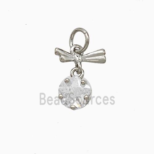 Copper Dragonfly Pendant Pave Zirconia Platinum Plated