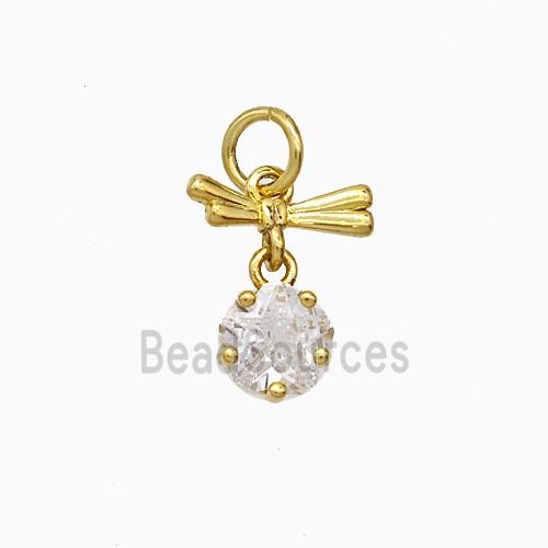 Copper Dragonfly Pendant Pave Zirconia Gold Plated