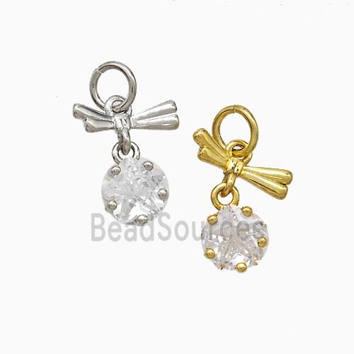 Copper Dragonfly Pendant Pave Zirconia Mixed