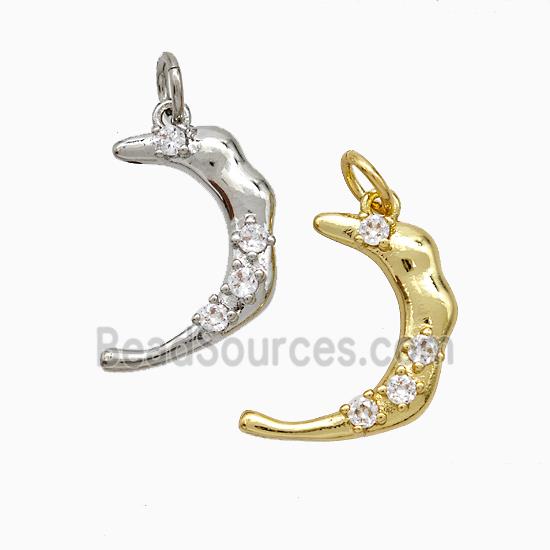 Copper Moon Pendant Pave Zirconia Mixed